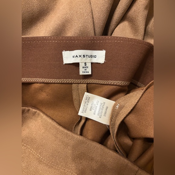 Max Studio Pants Womens Large Brown Vicuna Faux Suede Pull On Size Small - Picture 4 of 4